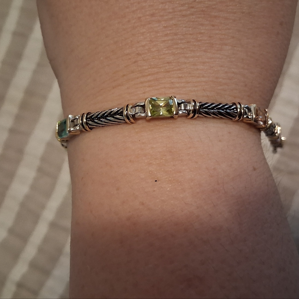 Bracelet Colored Gem Silvertone